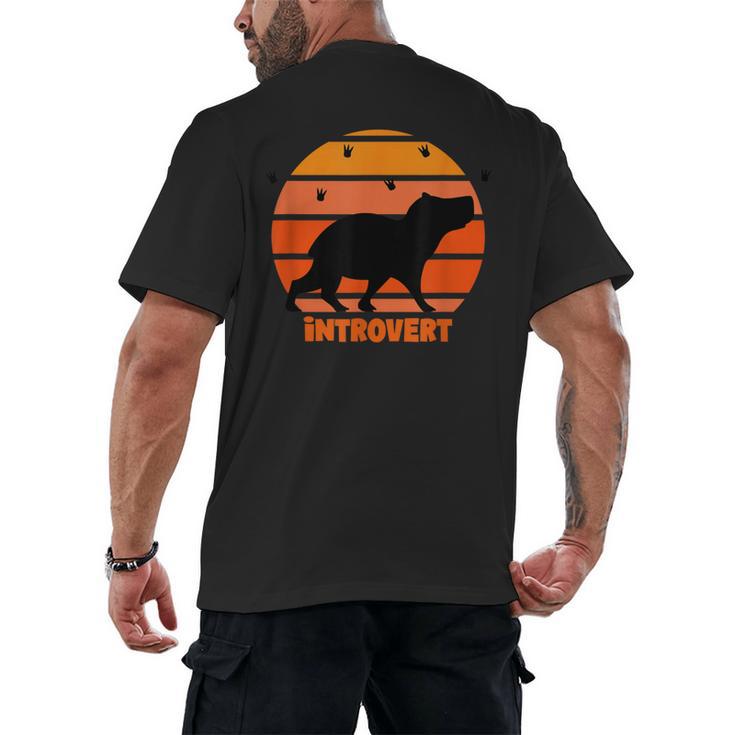 Introvert Retro Sunset Capybara Tee Men's Back Print T-Shirt