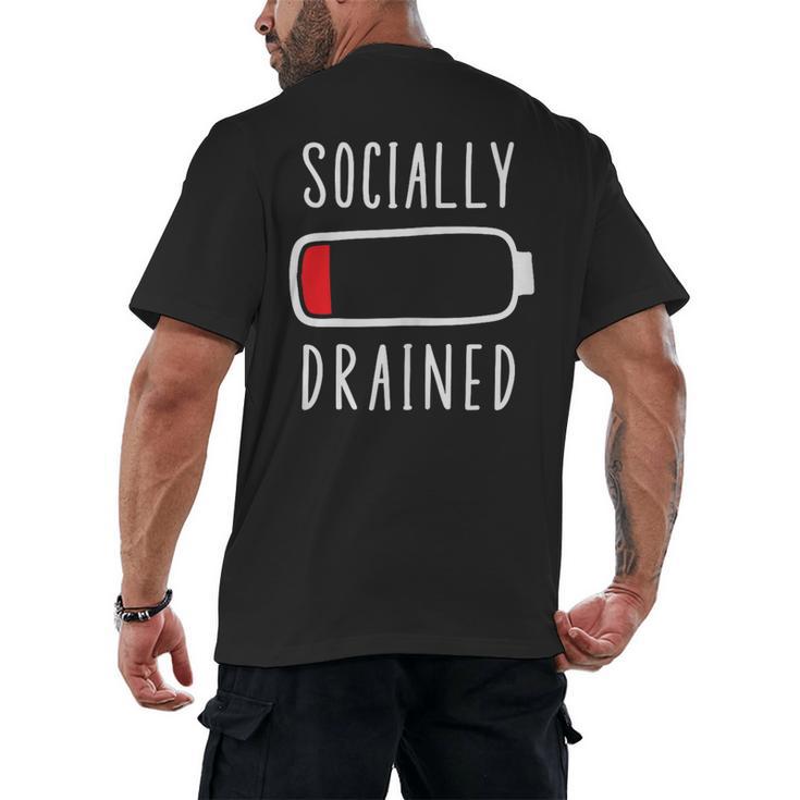 Introvert Socially Drained Battery Men's Back Print T-Shirt