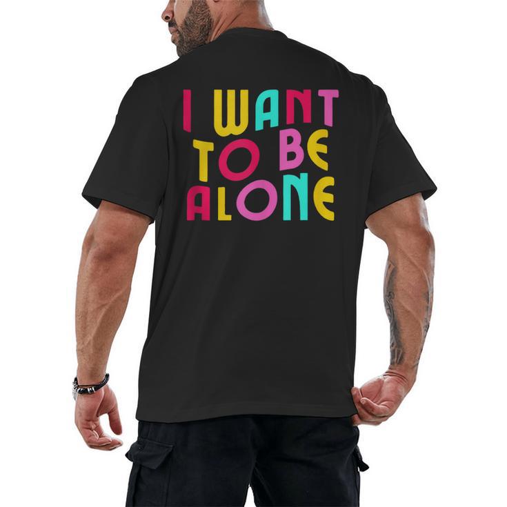 Introvert I Want To Be Alone Retro Wavy Men's Back Print T-Shirt