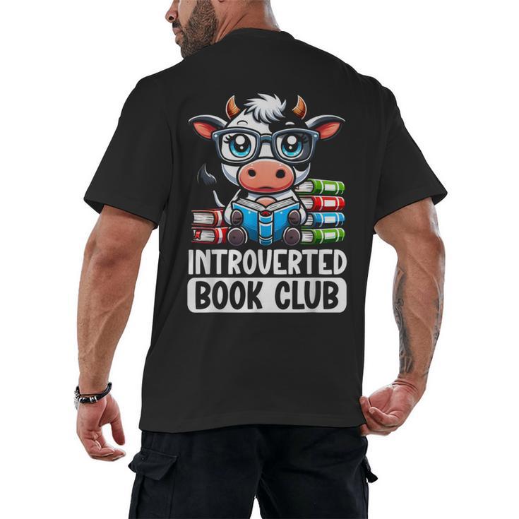 Introverted Book Club Reading Lover Cow Men's Back Print T-Shirt