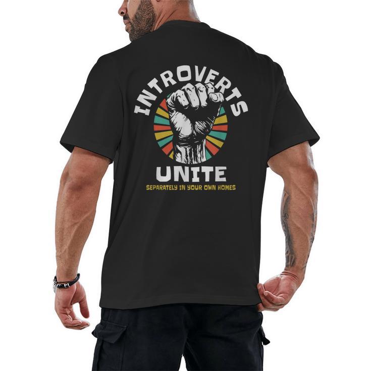 Introverts Unite Separately Own Homes Emblem Men's Back Print T-Shirt