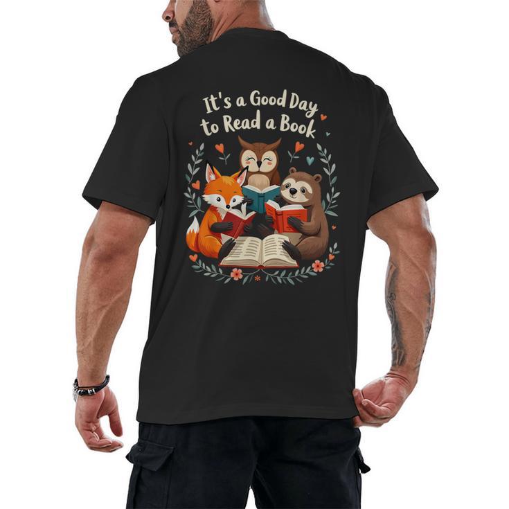 Its A Good Day To Read Book Cute Fox Sloth Owl Novel Reading Men's Back Print T-Shirt