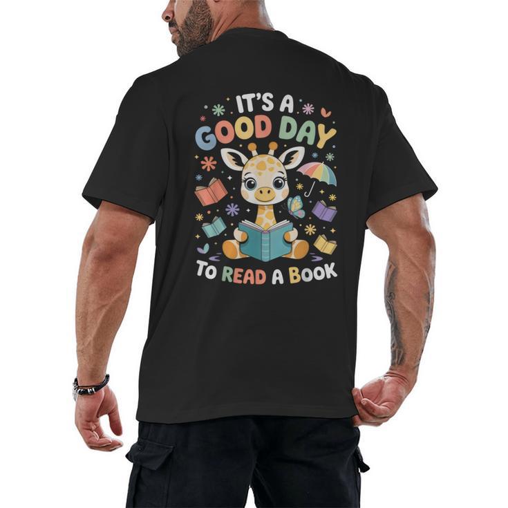 It's a Good Day To Read a Book Cute Giraffe Men's Back Print T-Shirt
