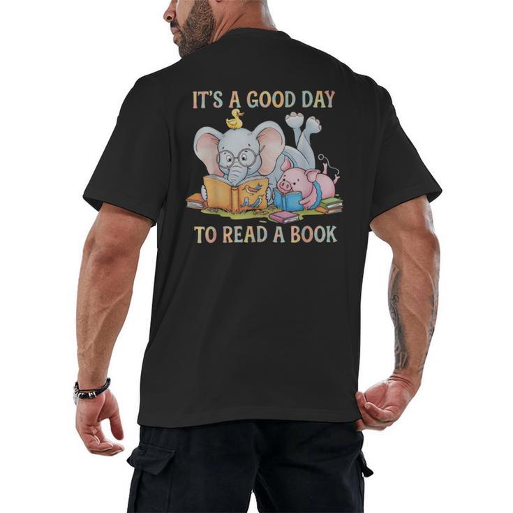 Its A Good Day To Read A Book Cute Pig & Elephant Adventure Men's Back Print T-Shirt