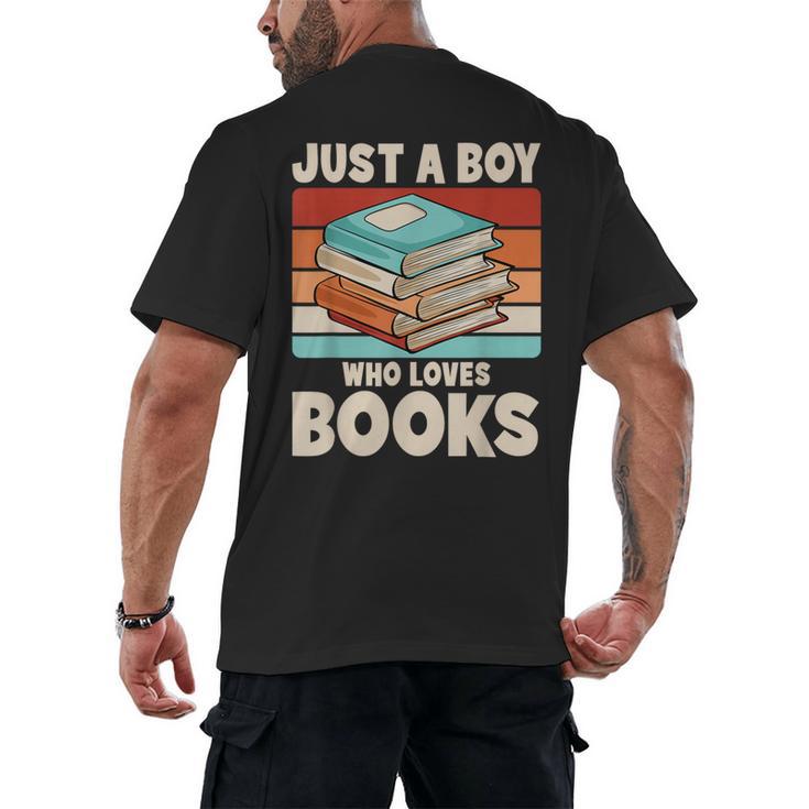 Just A Boy Who Loves Books Reading Bookworm Boys Kids Men's Back Print T-Shirt