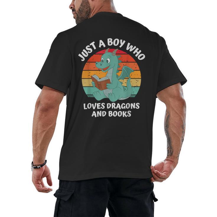 Just A Boy Who Loves Dragons And Books Kids Toddler Baby 5T Men's Back Print T-Shirt