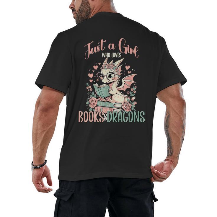 Just a Girl Who Loves Books And Dragons Book Dragon Lover Men's Back Print T-Shirt