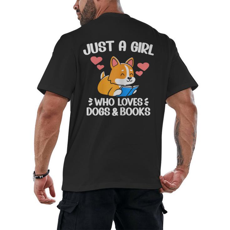 Just A Girl Who Loves Dogs And Books Reading Dog Puppy Lover Men's Back Print T-Shirt