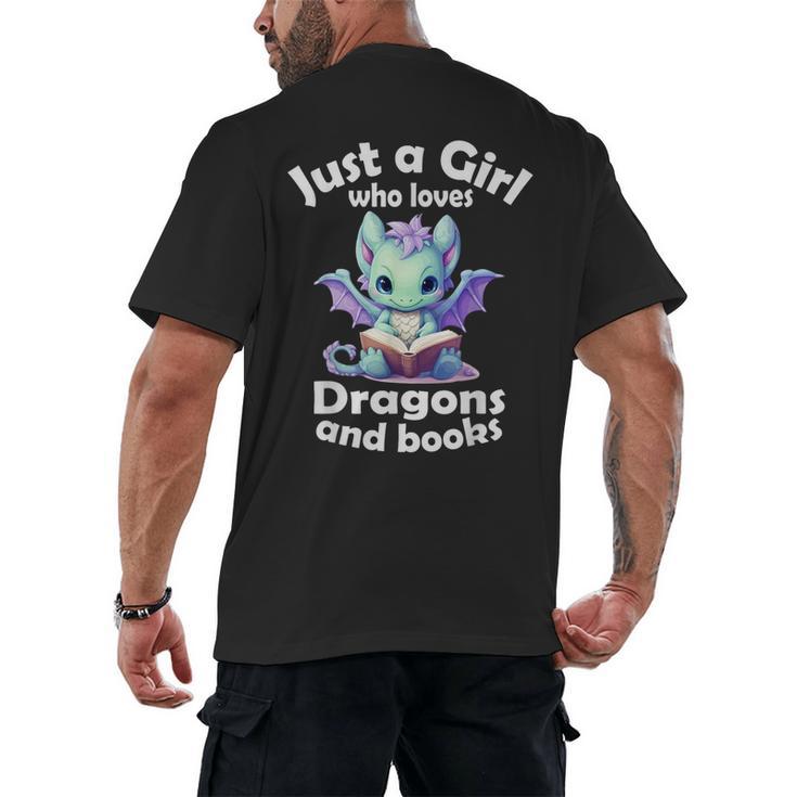 Just a Girl Who Loves Dragons And Books Dragon For Kids Men's Back Print T-Shirt