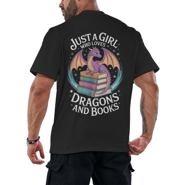 Just A Girl Who Loves Dragons And Books Fantasy Reader Men's Back Print T-Shirt