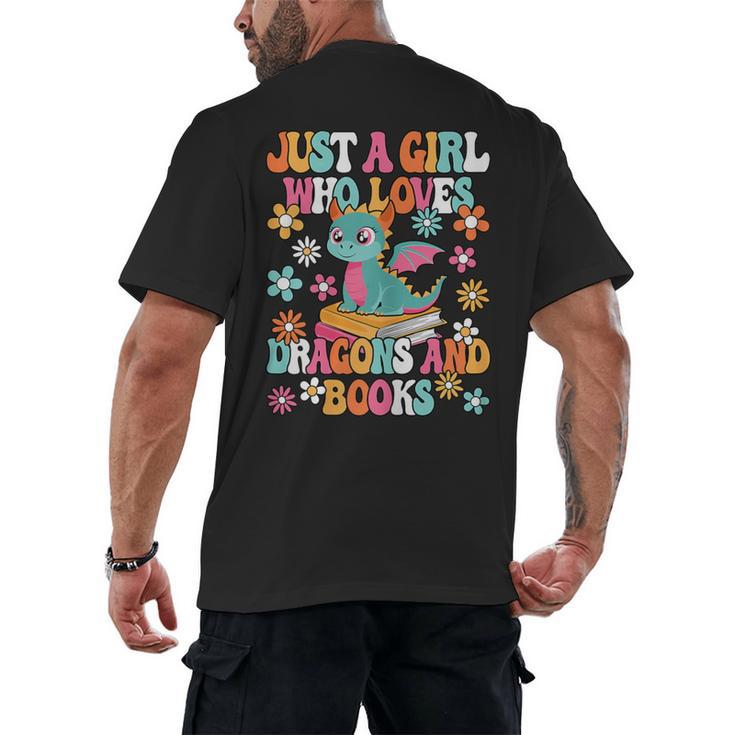 Just A Girl Who Loves Dragons And Books Reading Bookworm Men's Back Print T-Shirt