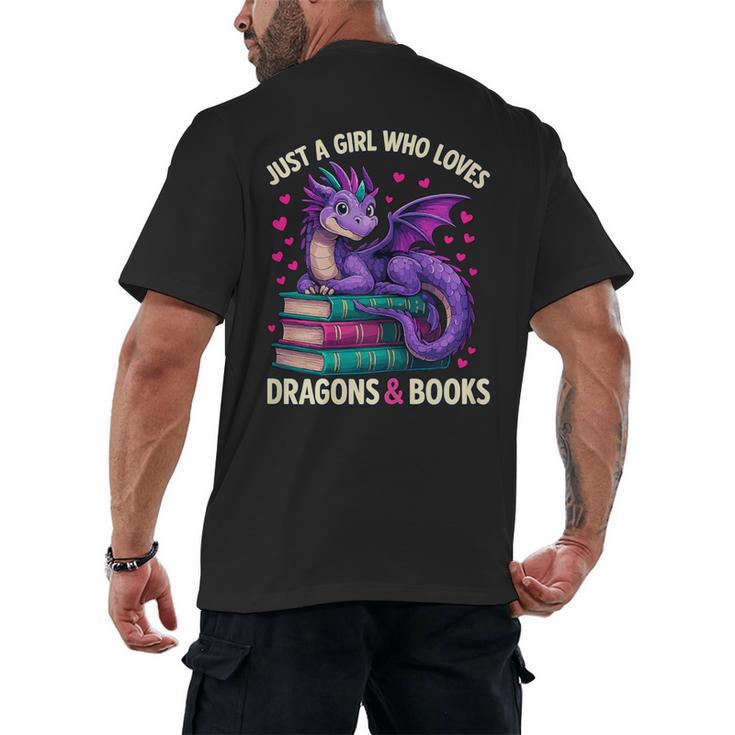 Just a Girl Who Loves Dragons And Books Reading Men's Back Print T-Shirt