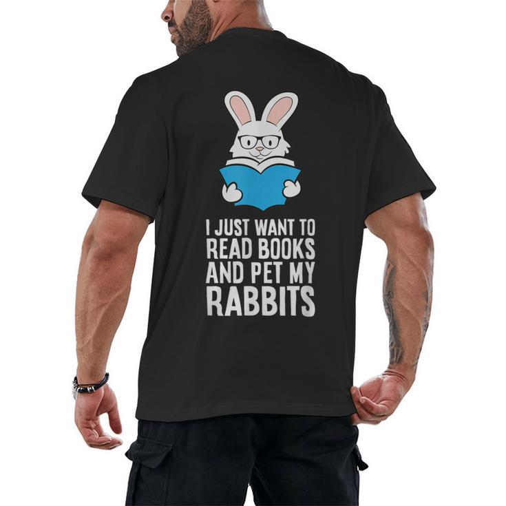 I Just Want To Read Books And Pet My Rabbit Men's Back Print T-Shirt