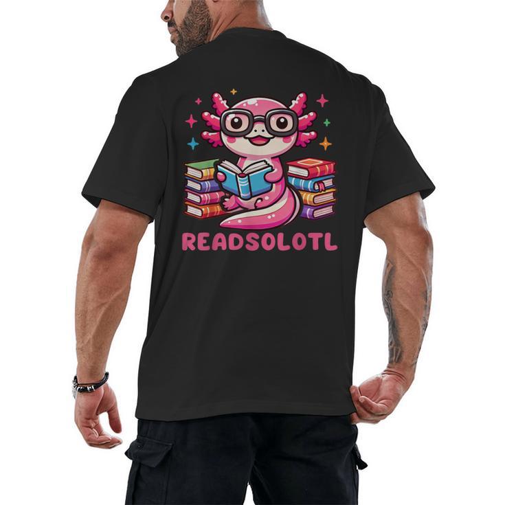 Kawaii Axolotl Readsolotl Book Lover Reading Bookworm Girls Men's Back Print T-Shirt