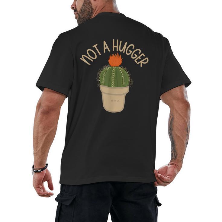 Kawaii Grumpy Cactus Not a Hugger Plant Introvert Men's Back Print T-Shirt