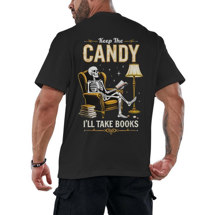 Keep The Candy I'Ll Take Books Halloween Men's Back Print T-Shirt