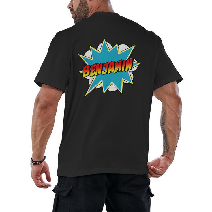 Kids Boys Benjamin Name Personalized Superhero Comic Book Men's Back Print T-Shirt