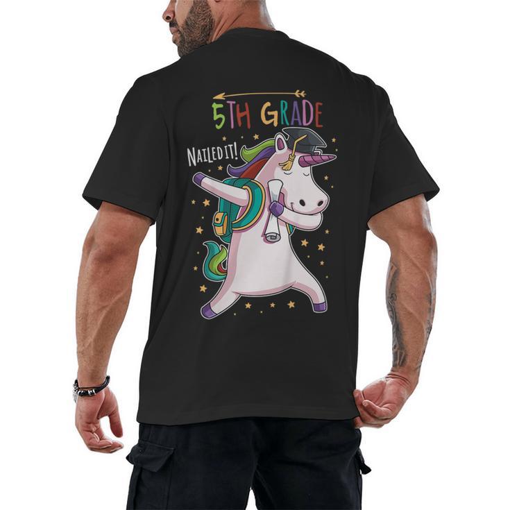 Kids Dabbing Unicorn Graduation 5th Grade Class Of 2019 Men's Back Print T-Shirt