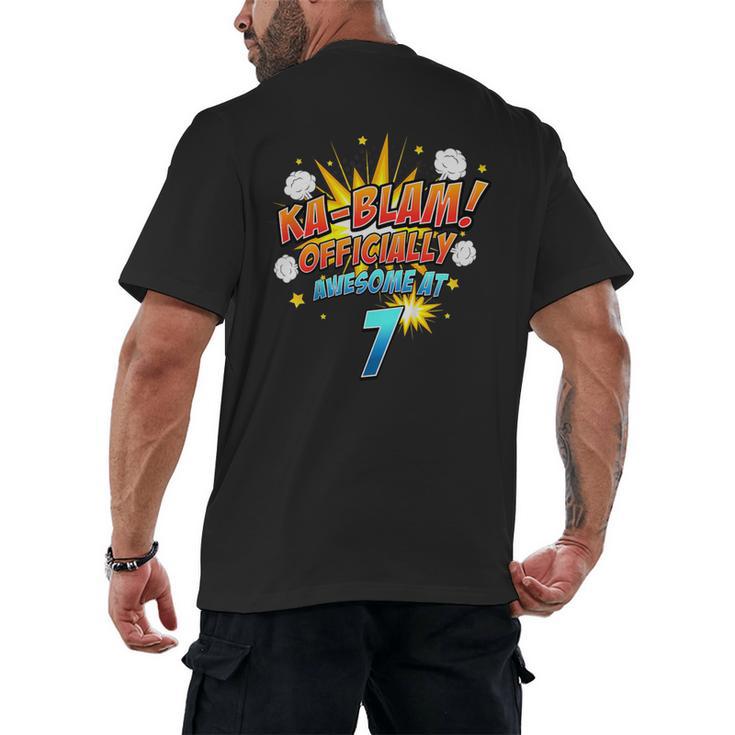 Kids Ka-Blam 7 Year Old Boys 7th Birthday Comic Book Super Hero Men's Back Print T-Shirt