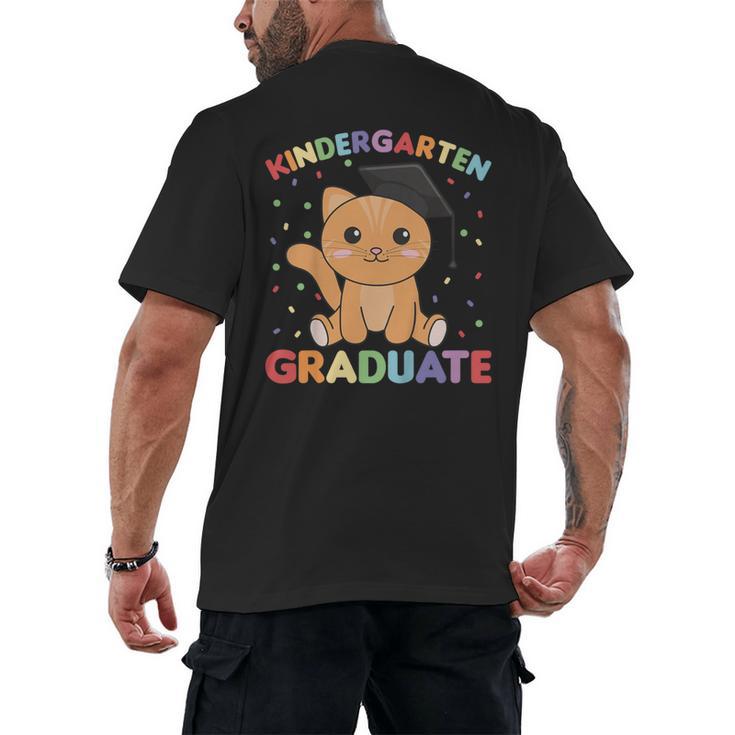 Kids Kindergarten Graduate Cat Graduation Men's Back Print T-Shirt
