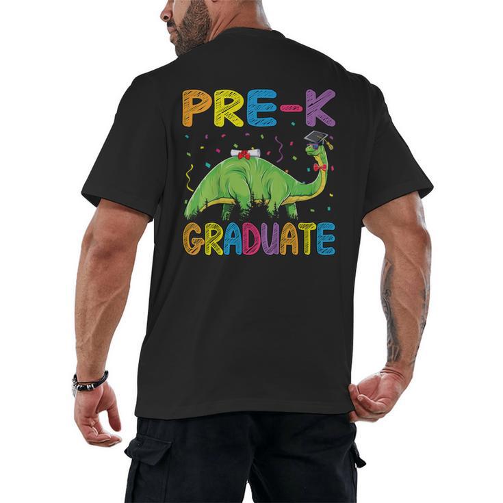 Kids Pre-K Graduate Brontosaurus Dino Pre Kindergarten Graduation Men's Back Print T-Shirt