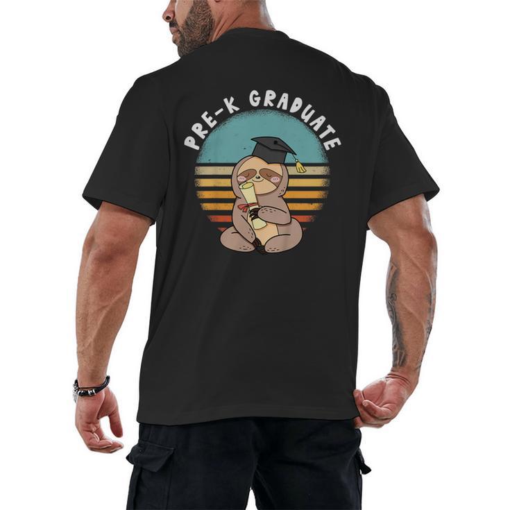 Kids Pre-K Graduate Sloth Cap And Gown Cute Preschool Graduation Men's Back Print T-Shirt