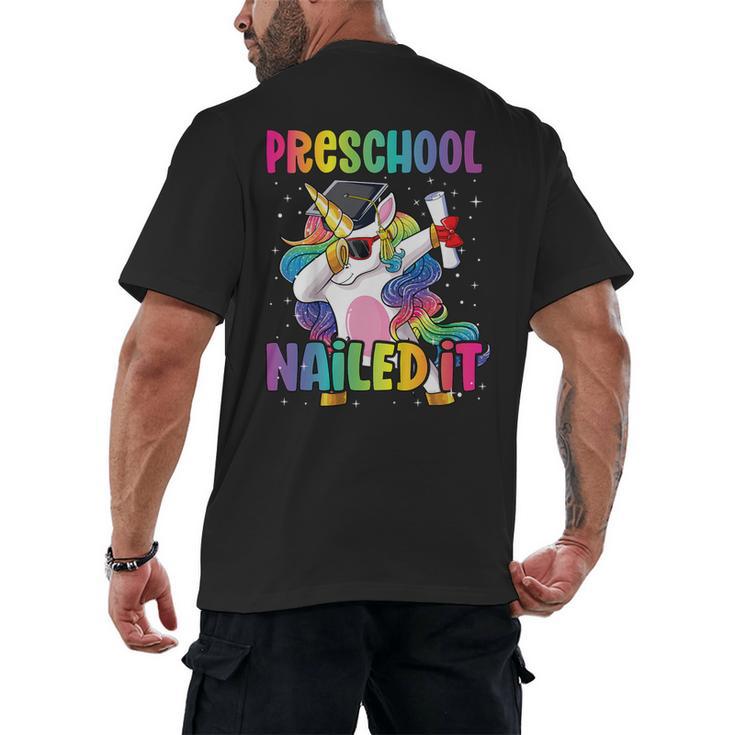 Kids Preschool Graduate Unicorn Nailed It Preschool Graduation Men's Back Print T-Shirt