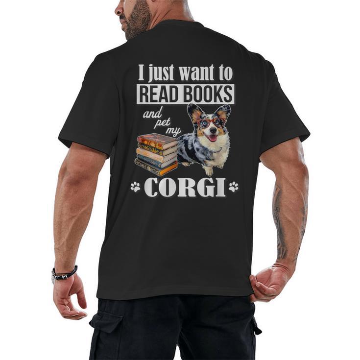 Kids Read Books & Pet My Blue Merle Corgi Lover Men's Back Print T-Shirt