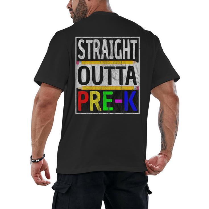 Kids Straight Outta Pre-K Graduation Men's Back Print T-Shirt