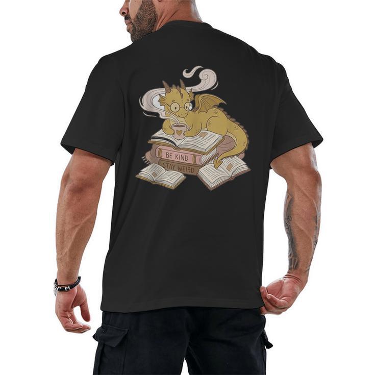Be Kind Stay Weird Read Books Cute Dragon Men's Back Print T-Shirt