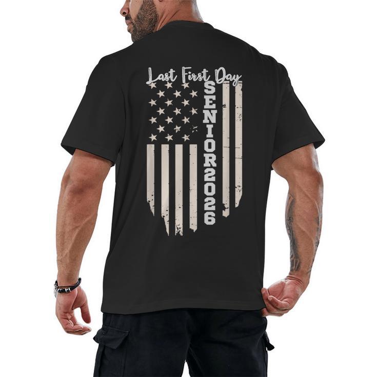 Last First Day Senior 2026 USA Flag Graduation Class Of 2026 Men's Back Print T-Shirt