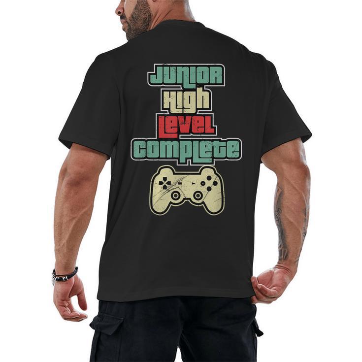 Level Complete Jr High School Graduation Grad Slogan T Shirt Men's Back Print T-Shirt