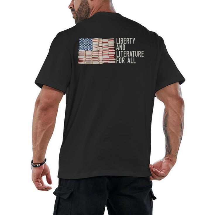 Liberty And Literature For All Reading USA Book Lover Men's Back Print T-Shirt