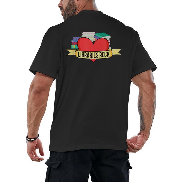 Librarian Library Assistant Libraries Rock Book Lover Men's Back Print T-Shirt
