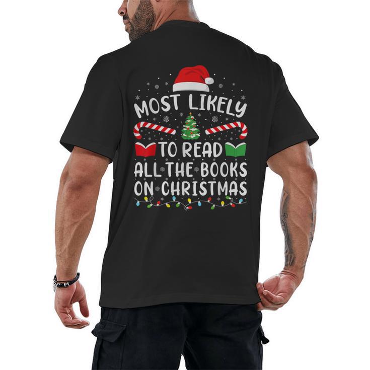 Most Likely To Read A Book On Christmas Family Matching Xmas Men's Back Print T-Shirt