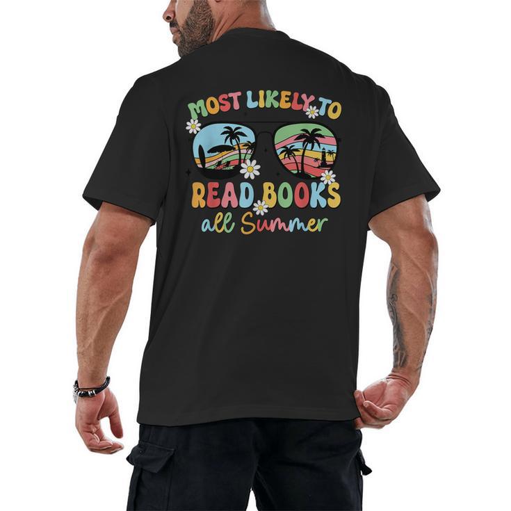 Most Likely To Read Books All Summer Book Lovers Men's Back Print T-Shirt