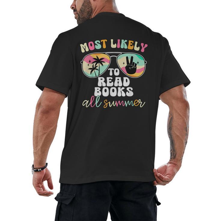 Most Likely To Read Books All Summer Teacher Student Men's Back Print T-Shirt