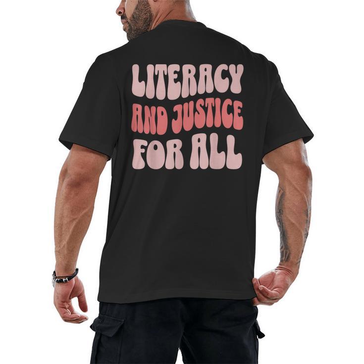 Literacy And Justice For All Book Lover Men's Back Print T-Shirt
