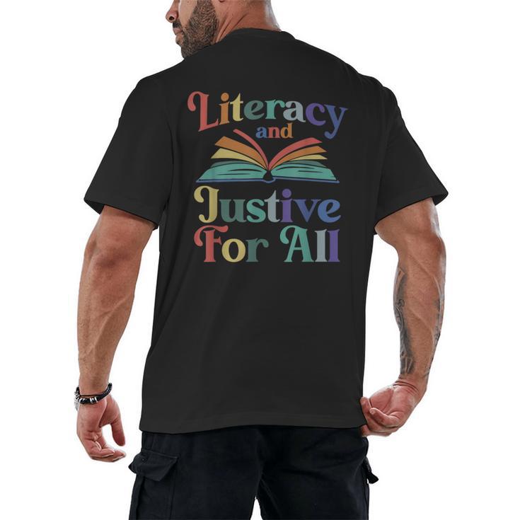 Literacy Justice For All Stop Book Banning Protect Librarian Men's Back Print T-Shirt