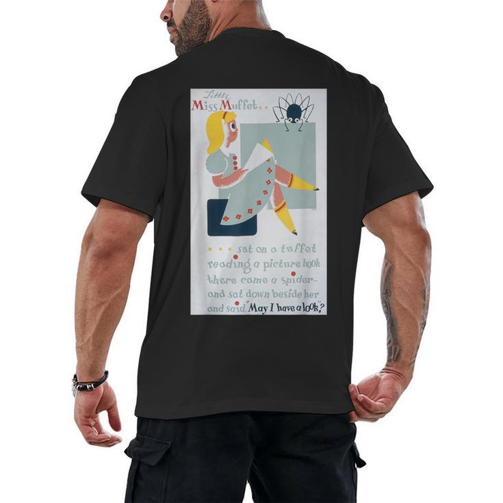 Little Miss Muffet Reading a Picture Book Men's Back Print T-Shirt