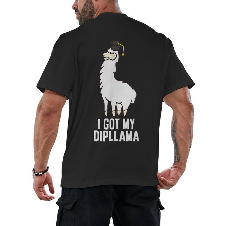 LLama Graduation I Got My Dipllama Cute Llama Men's Back Print T-Shirt