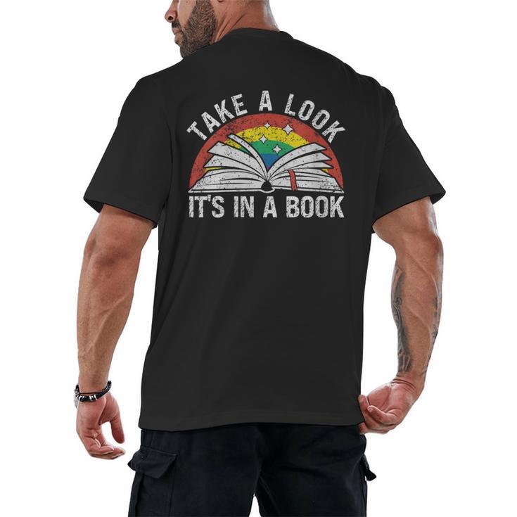 Take a Look It's In a Book Reading Vintage Retro Rainbow Men's Back Print T-Shirt