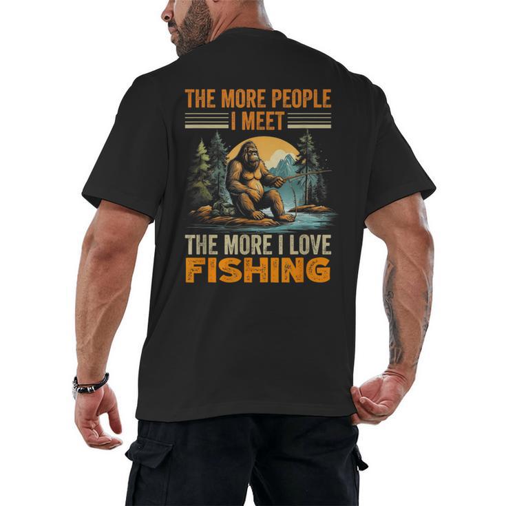 I Love Fishing Bigfoot Fisherman Introvert Sarcastic Men's Back Print T-Shirt