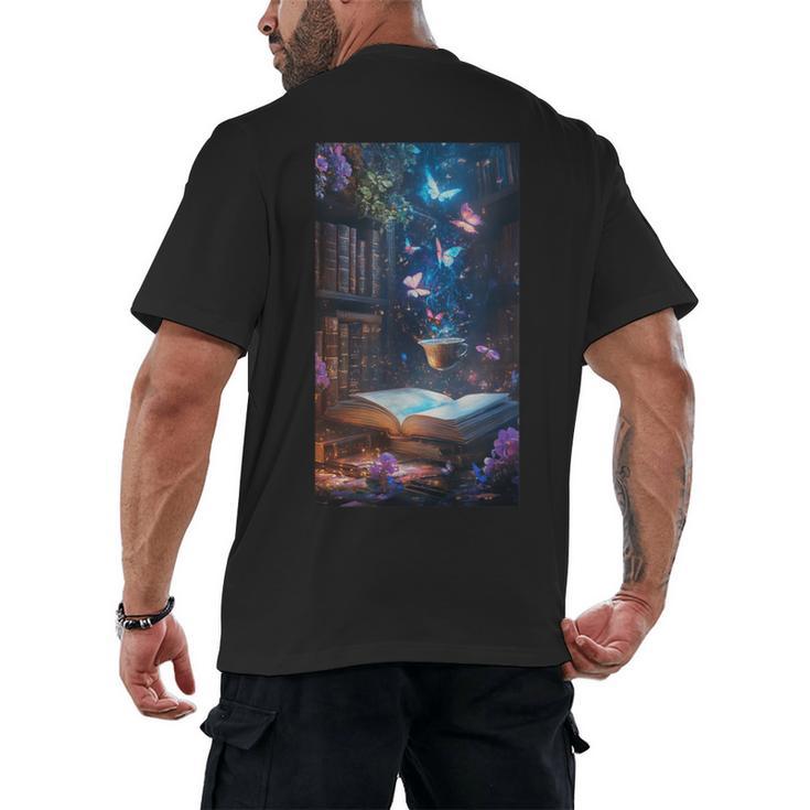 Magic Books Butterflies Fantasy Nature Tea Enchanting Men's Back Print T-Shirt