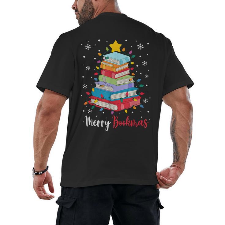 Merry Bookmas Book Christmas Tree Lights Xmas Men Women Kids Men's Back Print T-Shirt