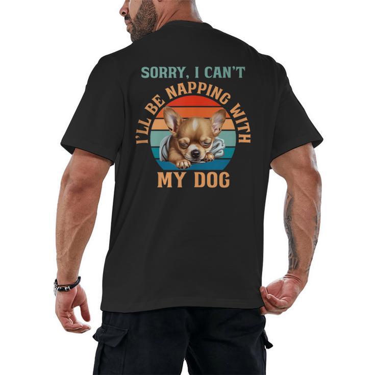 Napping Chihuahua Dog Breed Sleeping Pet Pup Introvert Men's Back Print T-Shirt