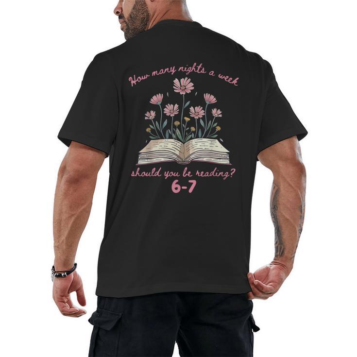 How Many Nights Reading 67 Meme Floral Book Lover Teacher Men's Back Print T-Shirt