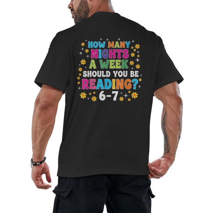 How Many Nights A Week Should You Be Reading 6-7 Book Lovers Men's Back Print T-Shirt