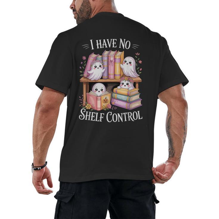 I Have No Shelf Control Ghost Reading Books Pun Men's Back Print T-Shirt I Have No Shelf Control Ghost Reading Books Pun Men's Back Print T-Shirt