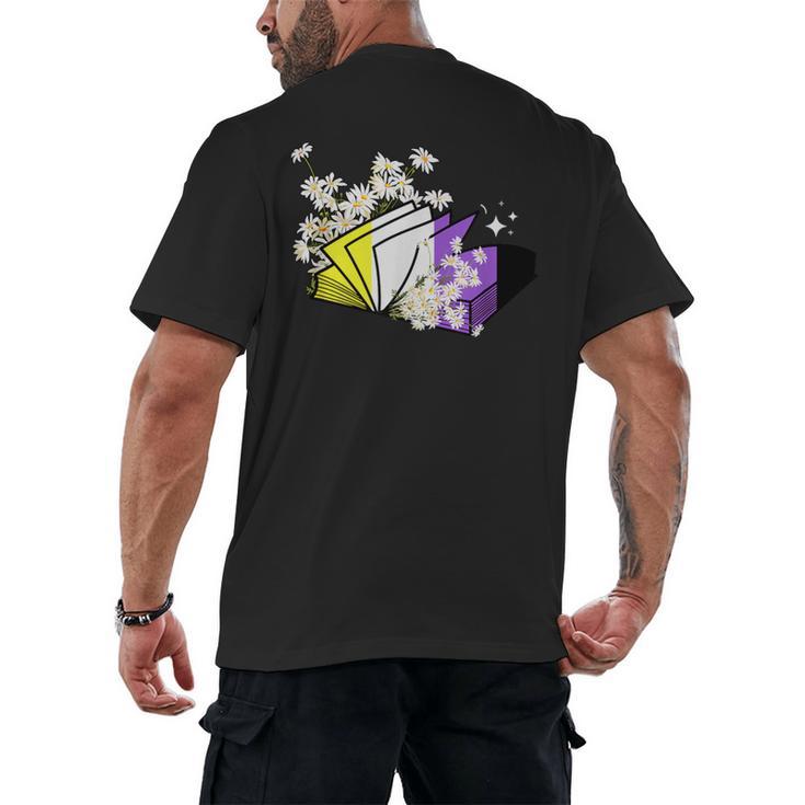 Non-Binary Book Lover Nonbinary Daisy LGBT Reading Pride Men's Back Print T-Shirt